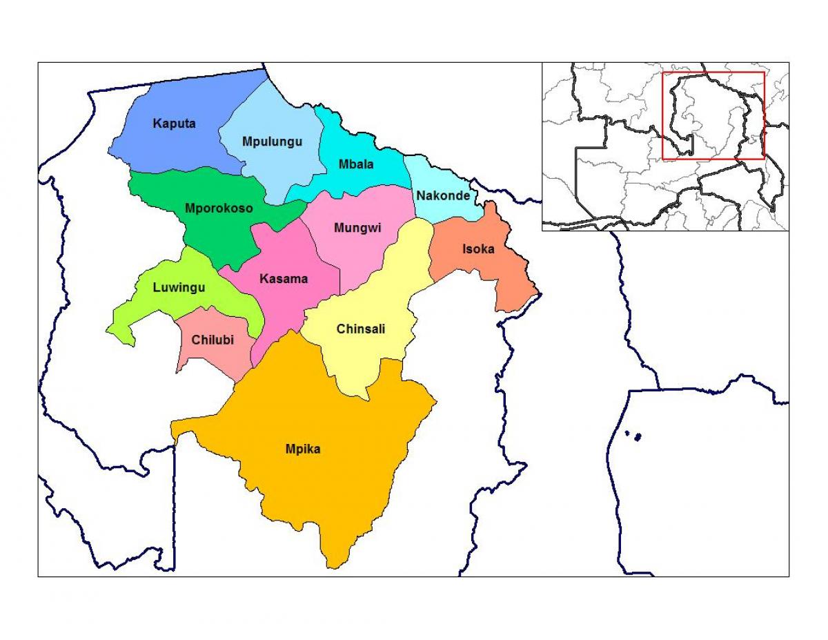 Карта Замбија, Северна покрајина 