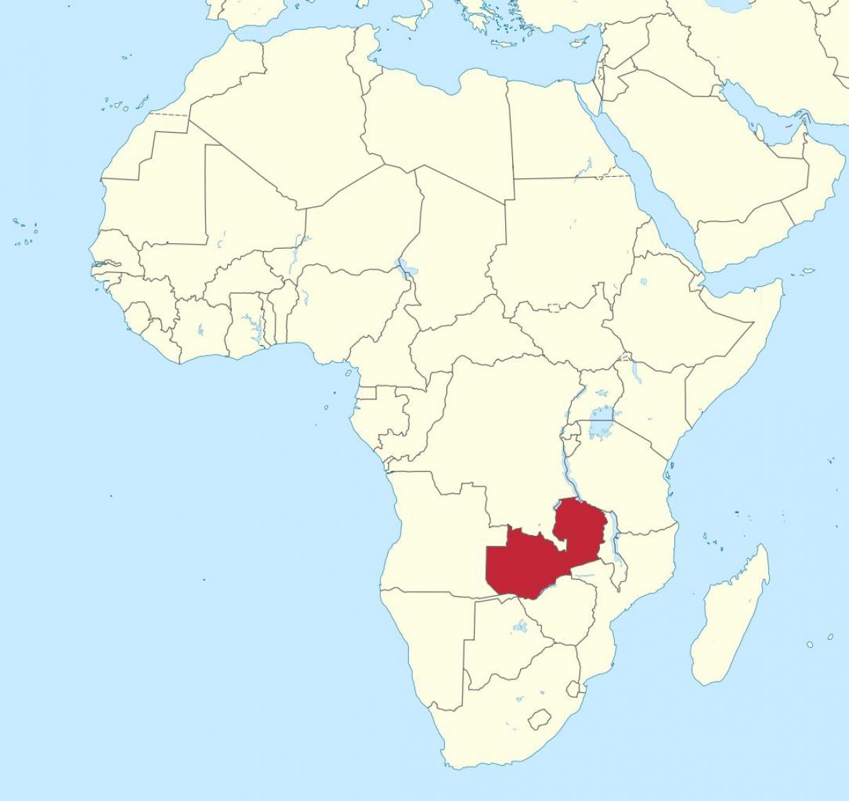 карта Африке, показујући Замбија