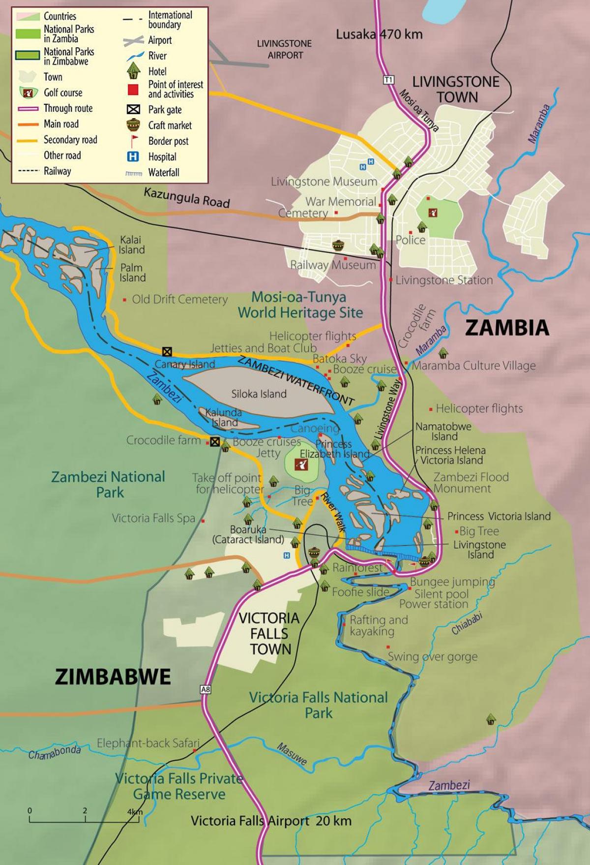 мапа града Ливингстон Замбија 