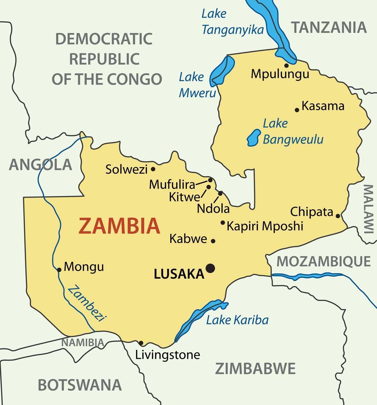 Карта Замбија, китве 