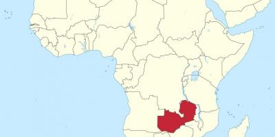 Карта Африке, показујући Замбија