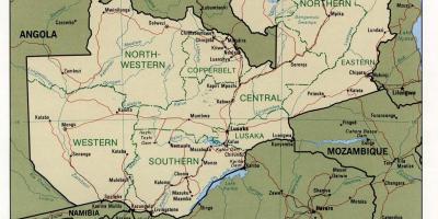 Замбија физичких карактеристика мапи